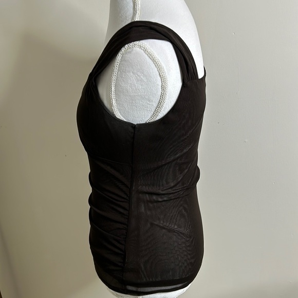 MICHAEL MICHAEL KORS SHEER CHOCOLATE BROWN TOP - Picture 2 of 11